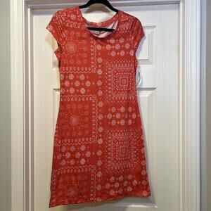 Old Navy Orange‎ paisley short sleeve cap cotton blend light weight S/P Dress